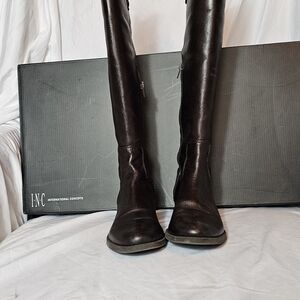 INC International Concepts Tall Brown Leather Riding Boots